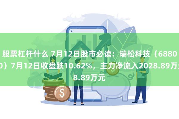 股票杠杆什么 7月12日股市必读：瑞松科技（688090）7月12日收盘跌10.62%，主力净流入2028.89万元