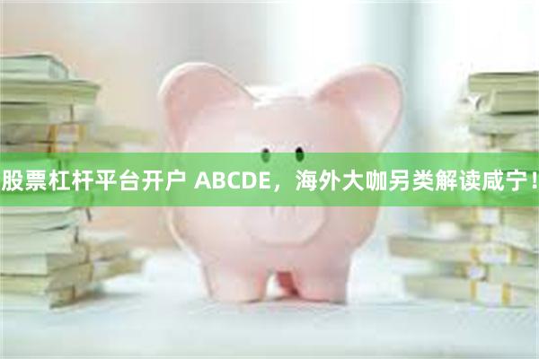 股票杠杆平台开户 ABCDE，海外大咖另类解读咸宁！