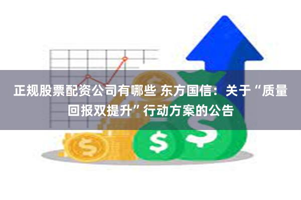 正规股票配资公司有哪些 东方国信：关于“质量回报双提升”行动方案的公告